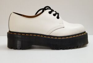 Dr Martens “Doc’s” 1461 Quad Womens Derby Boots White Leather Platform Size 8